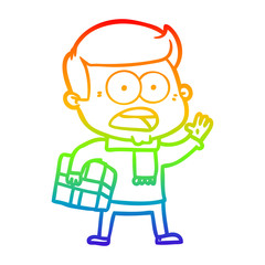 rainbow gradient line drawing cartoon shocked man