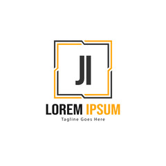 Initial JI logo template with modern frame. Minimalist JI letter logo vector illustration
