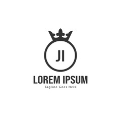 Initial JI logo template with modern frame. Minimalist JI letter logo vector illustration