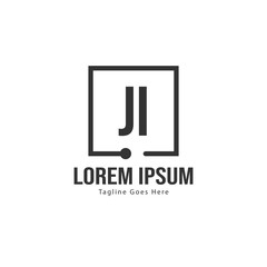Initial JI logo template with modern frame. Minimalist JI letter logo vector illustration
