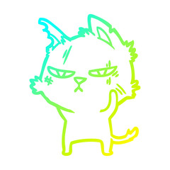 cold gradient line drawing tough cartoon cat