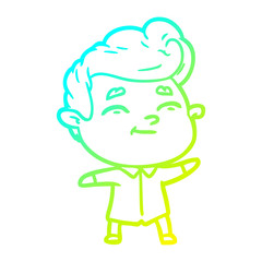 cold gradient line drawing happy cartoon man
