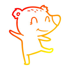 warm gradient line drawing friendly bear dancing