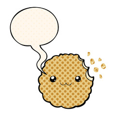 cartoon biscuit and speech bubble in comic book style