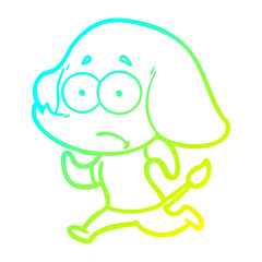 cold gradient line drawing cartoon unsure elephant running away
