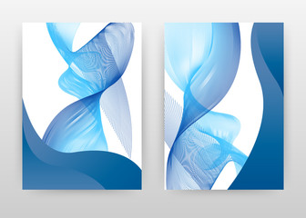 Blue waving lines design for annual report, brochure, flyer, poster. Blue textured wave lines background vector illustration for flyer, leaflet, poster. Abstract A4 brochure template.