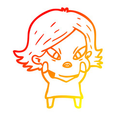 Obraz premium warm gradient line drawing cartoon stressed woman