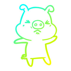 cold gradient line drawing cartoon angry pig