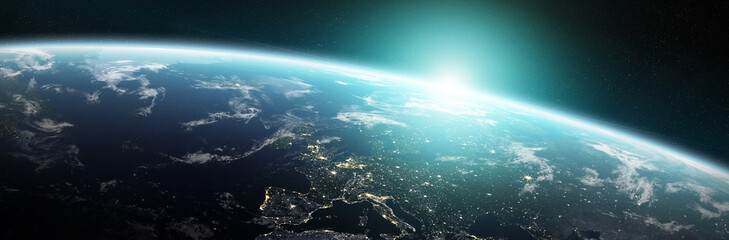 Fototapeta na wymiar View of blue planet Earth in space 3D rendering elements of this image furnished by NASA