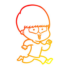 warm gradient line drawing cartoon happy boy