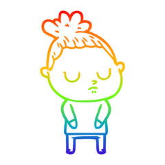 rainbow gradient line drawing cartoon calm woman