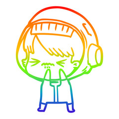 rainbow gradient line drawing angry cartoon space girl