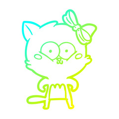 cold gradient line drawing cartoon cat