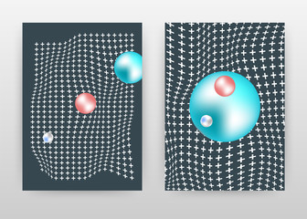 Geometric waving plus lines business design for annual report, brochure, flyer, poster. Geometric blue round pearls background vector illustration for flyer, leaflet, poster. Abstract A4 template.