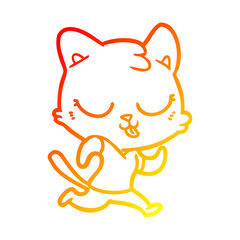 warm gradient line drawing cartoon cat