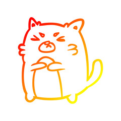 warm gradient line drawing angry cat