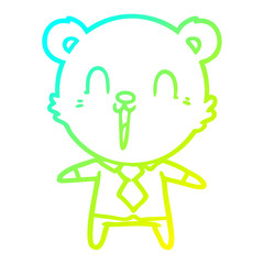 cold gradient line drawing happy cartoon polar bear