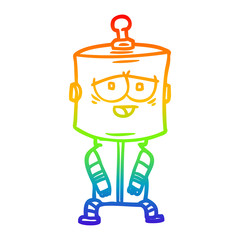 rainbow gradient line drawing cartoon robot