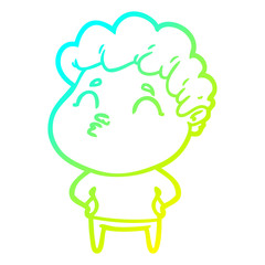 cold gradient line drawing cartoon man pouting