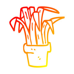 warm gradient line drawing cartoon indoor plant