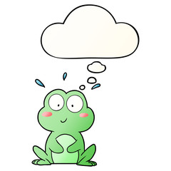 cute cartoon frog and thought bubble in smooth gradient style