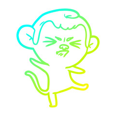cold gradient line drawing cartoon annoyed monkey