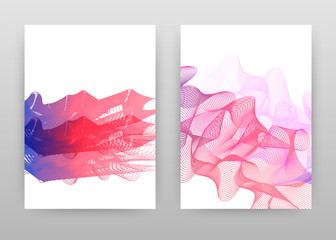 Textured waved lines design for annual report, brochure, flyer, poster. Magenta lines background texture vector illustration for flyer, leaflet, poster. Abstract A4 brochure template.