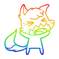 rainbow gradient line drawing angry cartoon fox