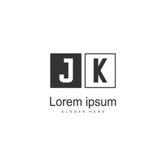 Initial JK logo template with modern frame. Minimalist JK letter logo vector illustration