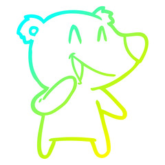 cold gradient line drawing laughing bear cartoon