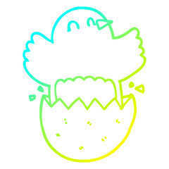 cold gradient line drawing cartoon hatching chicken