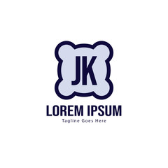 Initial JK logo template with modern frame. Minimalist JK letter logo vector illustration