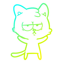 cold gradient line drawing bored cartoon cat