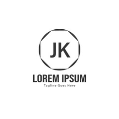 Obraz premium Initial JK logo template with modern frame. Minimalist JK letter logo vector illustration