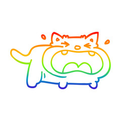 rainbow gradient line drawing cartoon fat cat