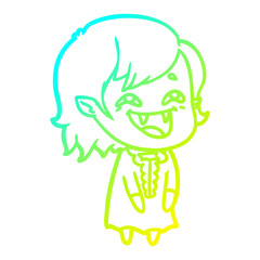 cold gradient line drawing cartoon laughing vampire girl