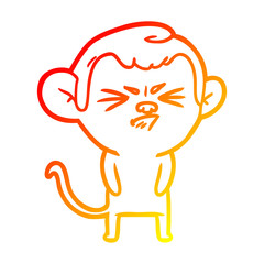warm gradient line drawing cartoon annoyed monkey