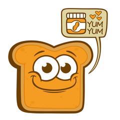 Cute cartoon happy toast with peanut butter