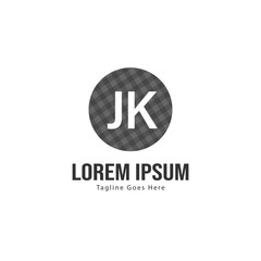 Initial JK logo template with modern frame. Minimalist JK letter logo vector illustration