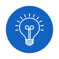Light Bulb line icon vector, isolated on blue background.