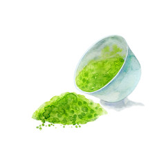 Matcha powder in blue cup