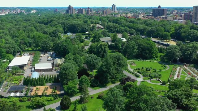 Aerial video New York Botanical Garden Bronx