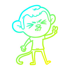 cold gradient line drawing cartoon angry monkey