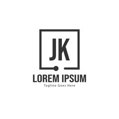 Initial JK logo template with modern frame. Minimalist JK letter logo vector illustration