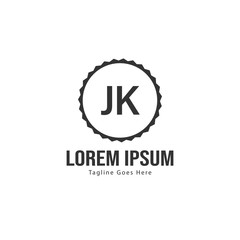 Initial JK logo template with modern frame. Minimalist JK letter logo vector illustration