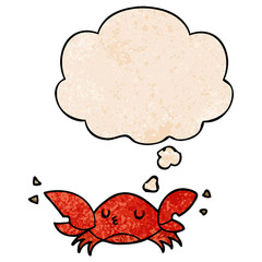 cartoon crab and thought bubble in grunge texture pattern style