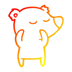 warm gradient line drawing happy cartoon polar bear