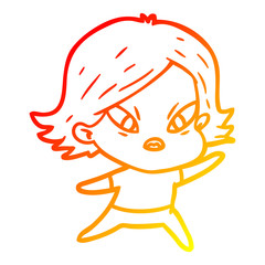 warm gradient line drawing cartoon stressed woman
