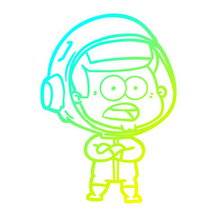 cold gradient line drawing cartoon surprised astronaut