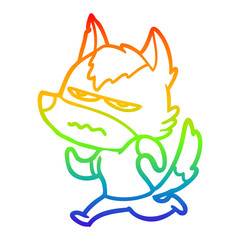rainbow gradient line drawing cartoon annoyed wolf